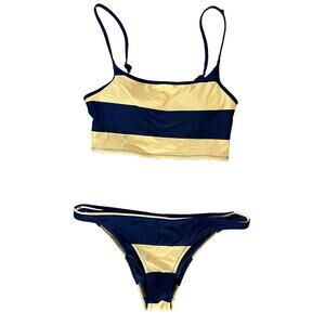 Aerie Striped Cheeky Two Piece Bathing Suit (Small Top, Medium Bottoms)